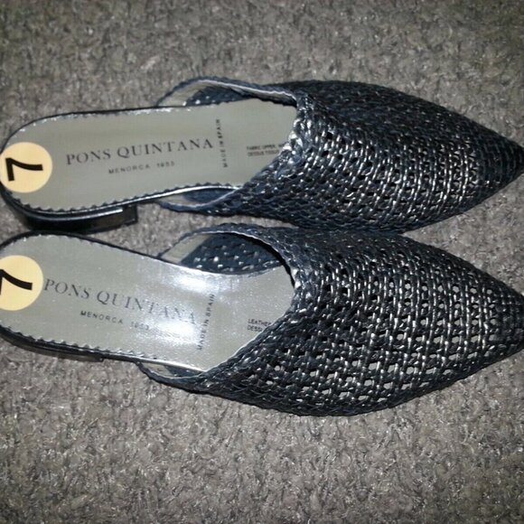 PONS QUINTANA-Pointed Toe Mules-Hand Woven Bronze Metallic Leather-Size 37-NEW - Picture 6 of 8